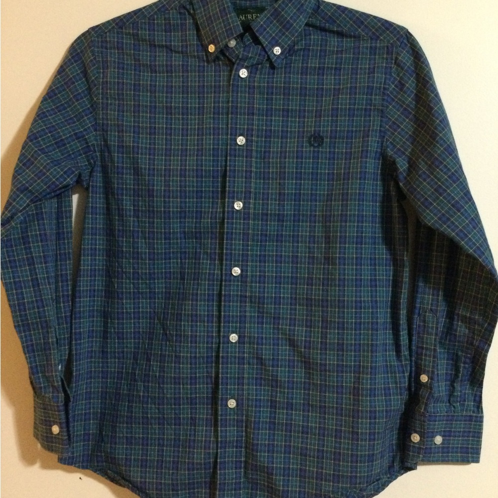 Lauren Ralph Lauren Blue and Green Button-Down Shirt - Picture 1 of 3